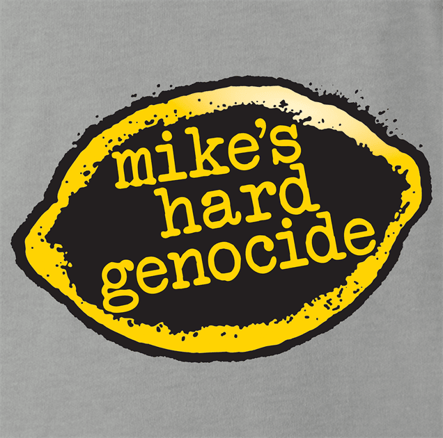 funny mike's hard lemonade genocide parody t-shirt men's grey