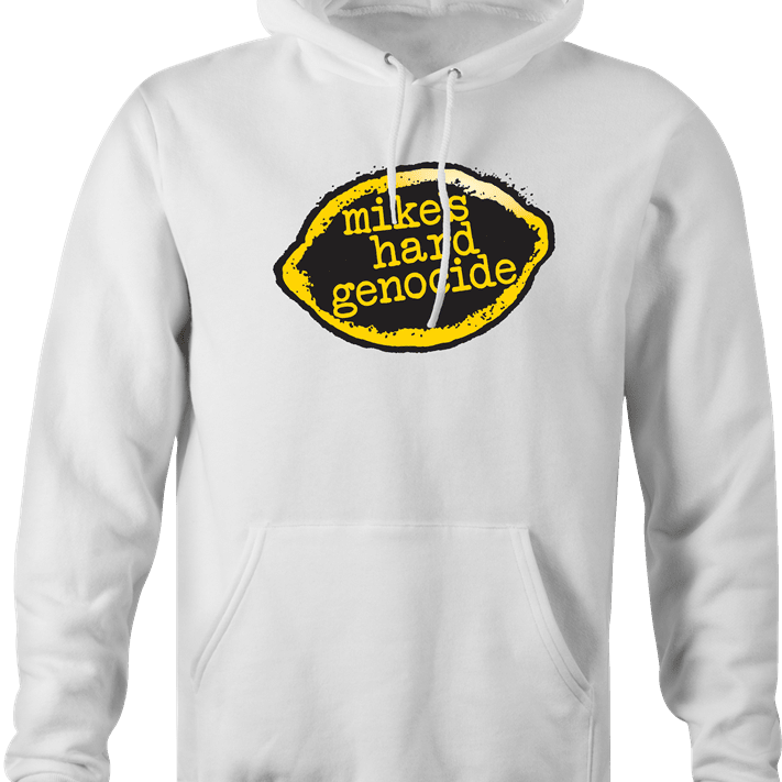 funny mike's hard lemonade genocide parody hoodie men's white 