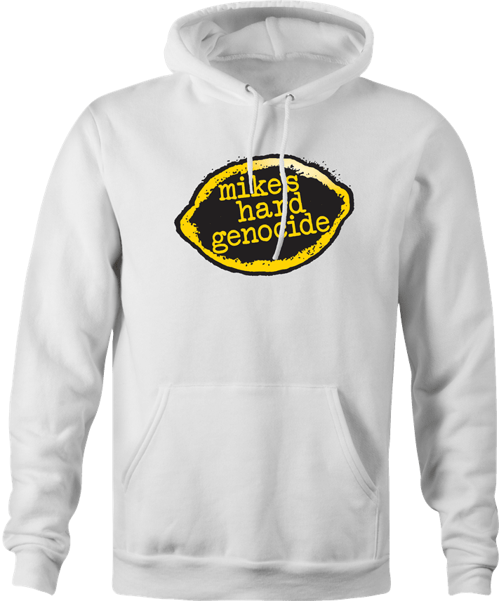 funny mike's hard lemonade genocide parody hoodie men's white 