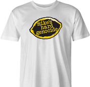 funny mike's hard lemonade genocide parody t-shirt men's white 
