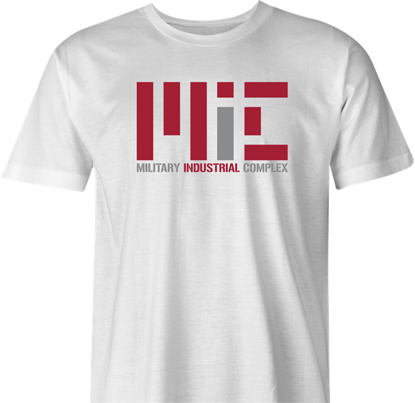 funny military industrial complex MIT university mashup t-shirt men's white 