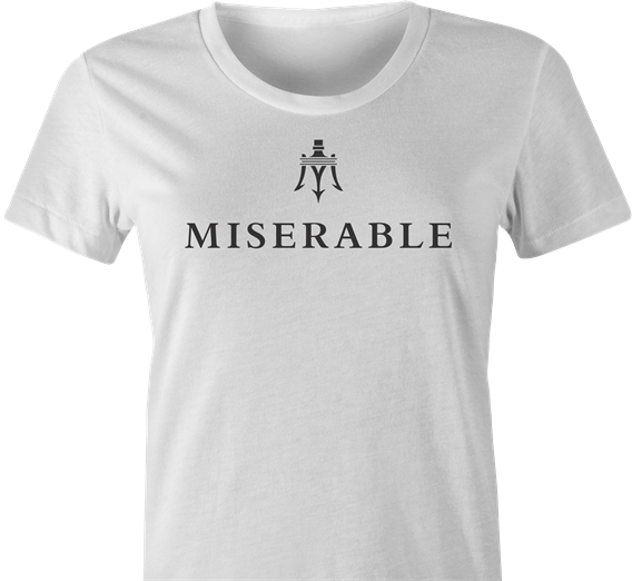 funny Italian sportscar miserable logo parody t-shirt women's white 