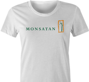 funny Monsatan agrochemical biotech t-shirt women's white