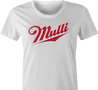 funny miller beer logo mulligan golf t-shirt women's white 