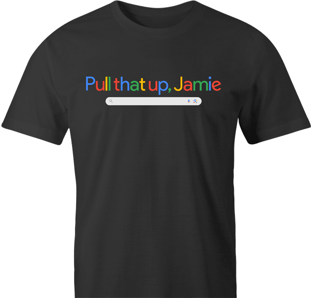 funny joe rogan experience young jamie google logo t-shirt men's black
