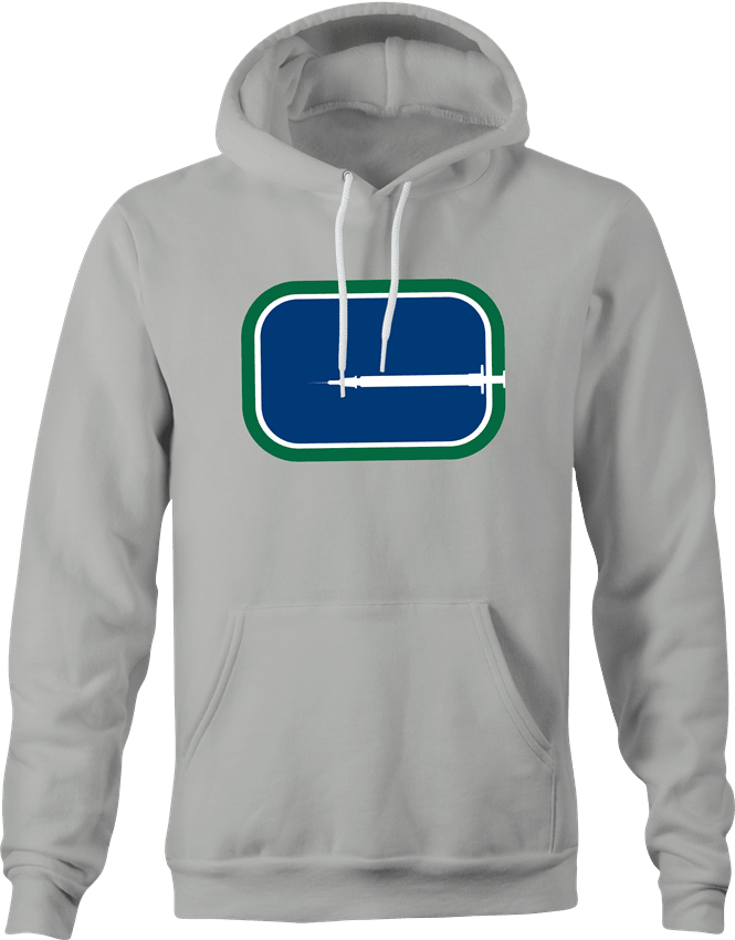 funny vancouver canucks safe injection site hoodie men's grey 