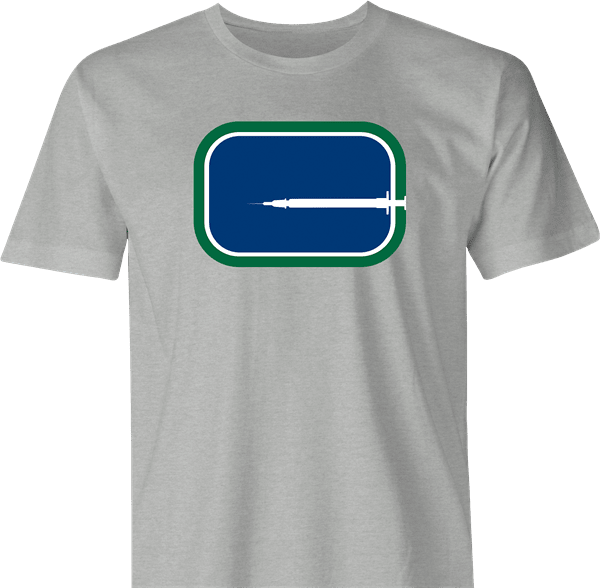 funny vancouver canucks safe injection site t-shirt men's grey 