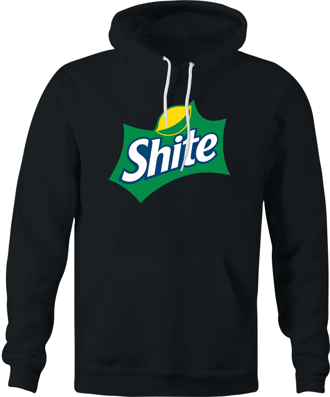 funny sprite logo shite scottish swear word men's black hoodie 