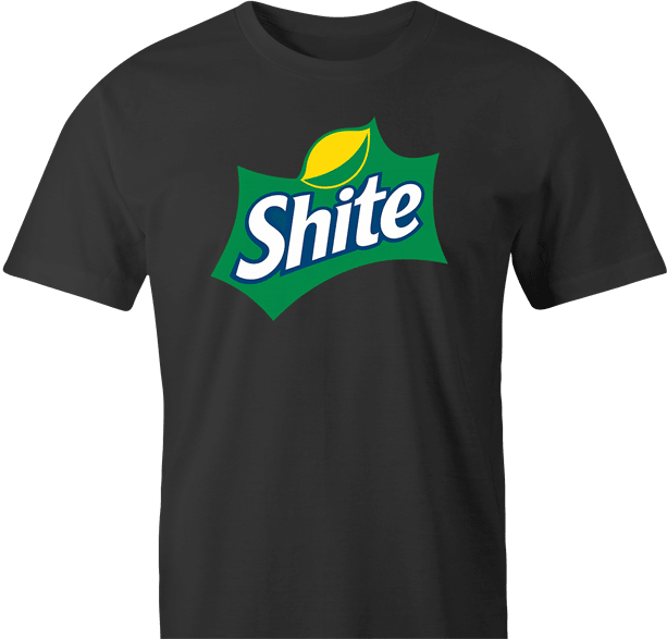 funny sprite logo shite scottish swear word men's black t-shirt 