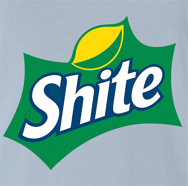 funny sprite logo shite scottish swear word men's light blue t-shirt 