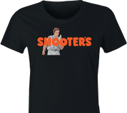 funny happy gilmore shooter mcgavin hooters golf mashup t-shirt women's black 
