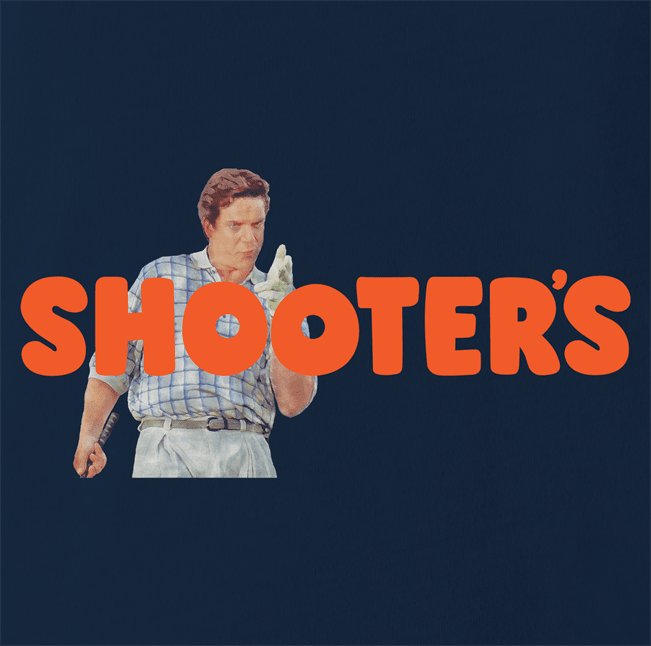 funny happy gilmore shooter mcgavin hooters golf mashup t-shirt men's navy blue 