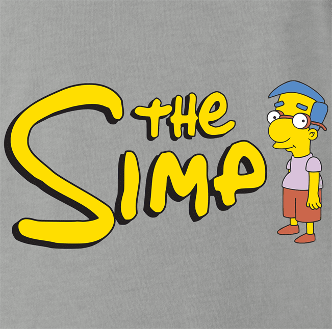 funny the simpsons milhouse simp t-shirt men's gray 