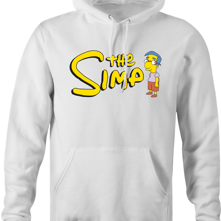 funny the simpsons milhouse simp hoodie men's white 