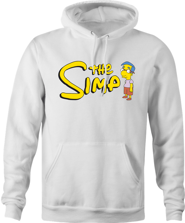 funny the simpsons milhouse simp hoodie men's white 