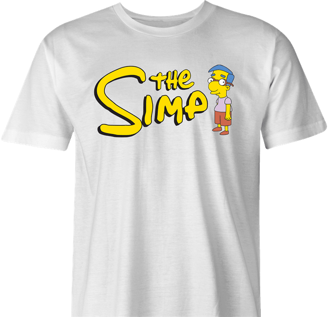 funny the simpsons milhouse simp t-shirt men's white 