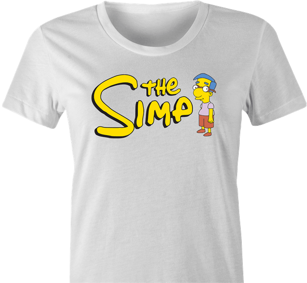 funny the simpsons milhouse simp t-shirt women's white 