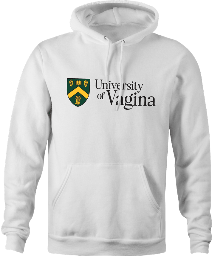 funny university of regina university of vagina mashup hoodie men's white