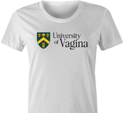 funny university of regina university of vagina mashup t-shirt women's white