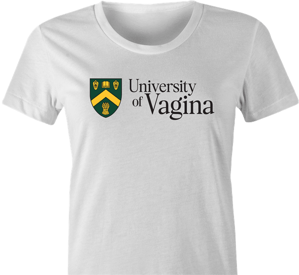 funny university of regina university of vagina mashup t-shirt women's white