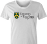 funny university of regina university of vagina mashup t-shirt women's white