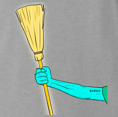 Sweep The Floor! Our NFT Virgins are a messy bunch and constantly need to sweep up. Say goodbye to brokies and hello to Virginia. Time to clean up your act! - Mens Ash Parody Tee