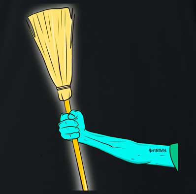 Sweep The Floor! Our NFT Virgins are a messy bunch and constantly need to sweep up. Say goodbye to brokies and hello to Virginia. Time to clean up your act! - Mens Black Parody Tee