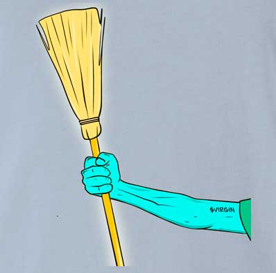 Sweep The Floor! Our NFT Virgins are a messy bunch and constantly need to sweep up. Say goodbye to brokies and hello to Virginia. Time to clean up your act! - Mens Light Blue Parody Tee