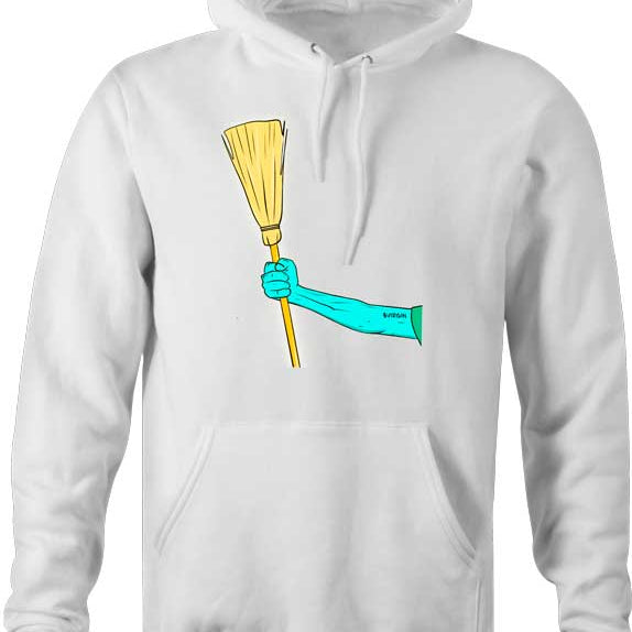 Sweep The Floor! Our NFT Virgins are a messy bunch and constantly need to sweep up. Say goodbye to brokies and hello to Virginia. Time to clean up your act! - Mens White Parody Hoodie