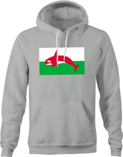 funny wales flag whale hoodie men's grey