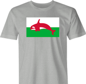 funny wales flag whale t-shirt men's grey