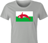 funny wales flag whale t-shirt women's grey