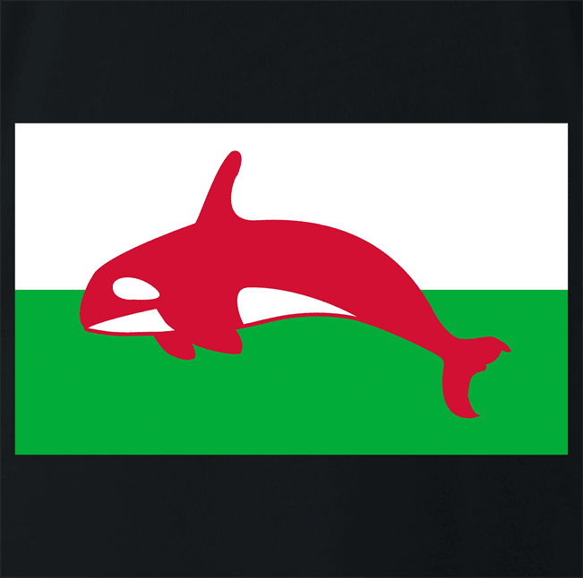 funny wales flag whale t-shirt men's black