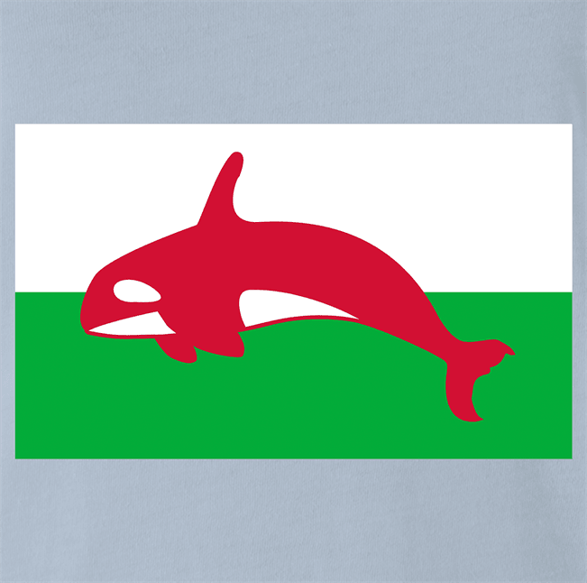 funny wales flag whale t-shirt men's light blue