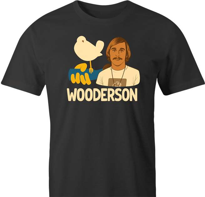 hilarious Wooderson dazed and confused woodstock music festival mashup t-shirt men's black