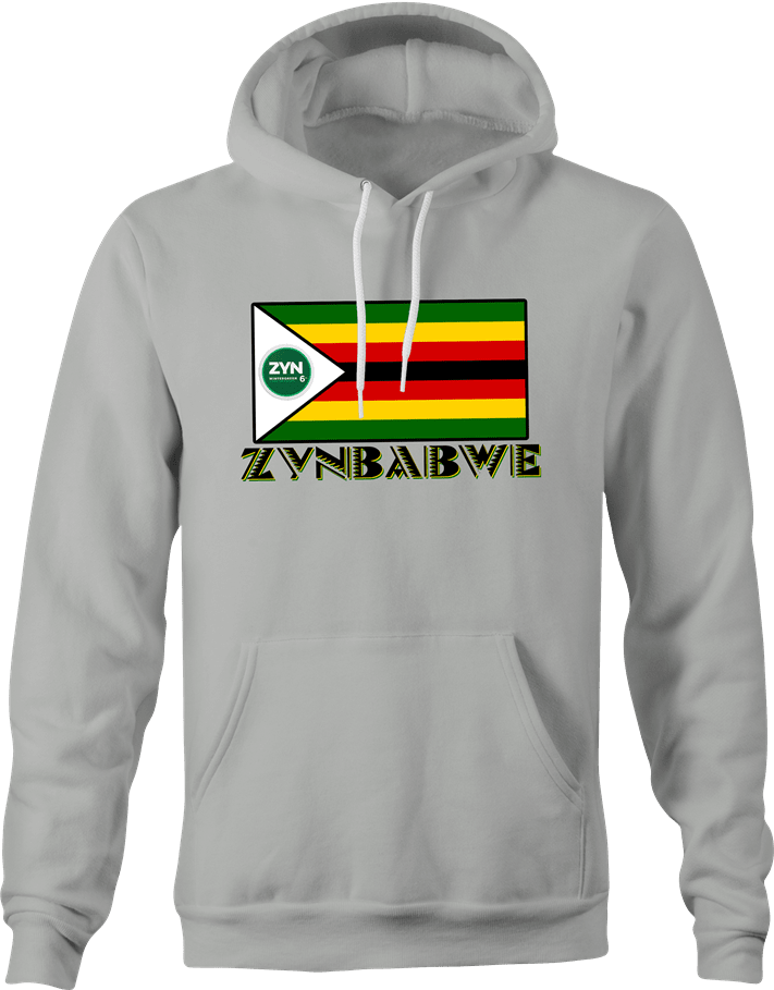 funny zyn nicotine pouch zimbabwe flag mashup hoodie men's gray