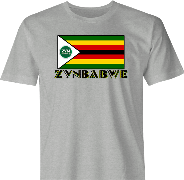 funny zyn nicotine pouch zimbabwe flag mashup t-shirt men's gray