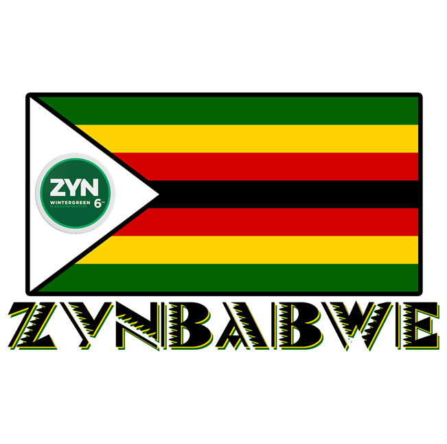 funny zyn nicotine pouch zimbabwe flag mashup t-shirt men's white