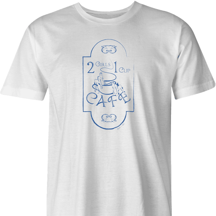 Funny 2 girls 1 cup cafe coffee shop t-shirt men's white  