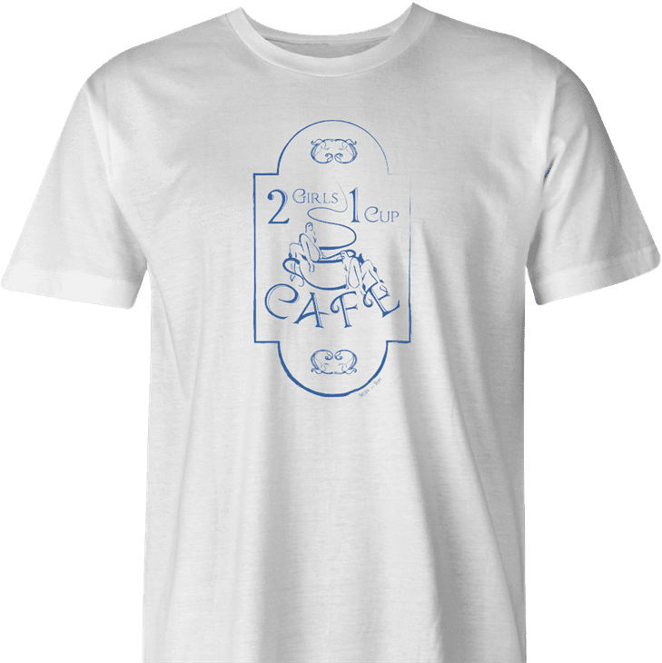 Funny 2 girls 1 cup cafe coffee shop t-shirt men's white  