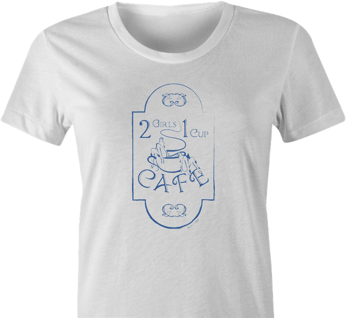 Funny 2 girls 1 cup cafe coffee shop t-shirt women's white  