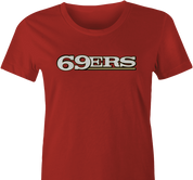 San Francisco 69ers women's red t-shirt funny san francisco 69ers t-shirt women's red