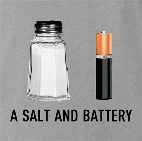 funny pun a salt and battery a salt and battery t-shirt ash
