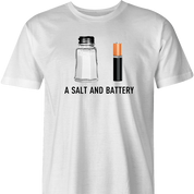 funny pun a salt and battery t-shirt men's white 