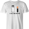 funny pun a salt and battery t-shirt men's white 