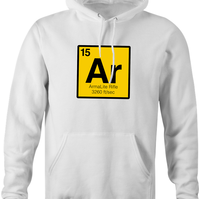 Funny AR-15 periodic table of the elements parody men's white hoodie