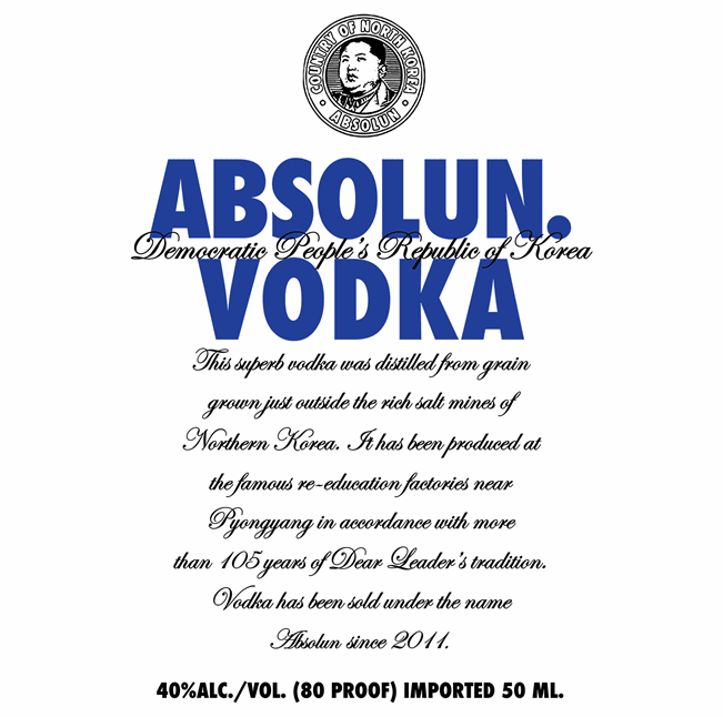 North Korean Absolute Absolun Vodka kim jong un white