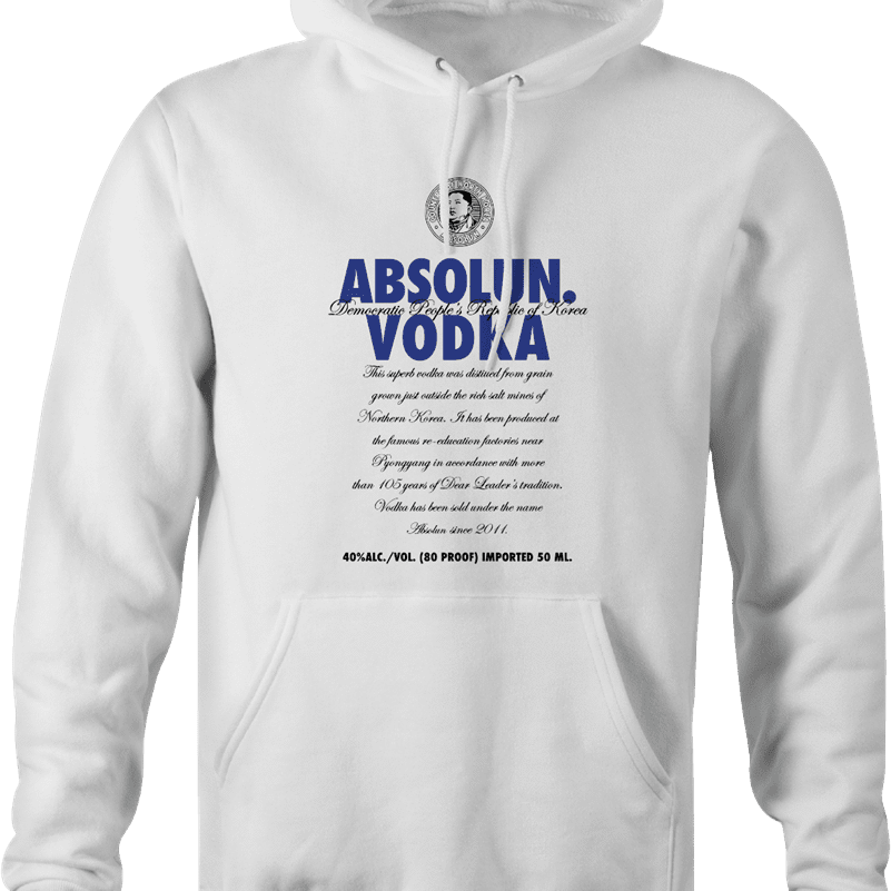 North Korean Absolute Absolun Vodka kim jong un white hoodie