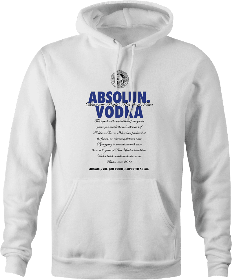 North Korean Absolute Absolun Vodka kim jong un white hoodie
