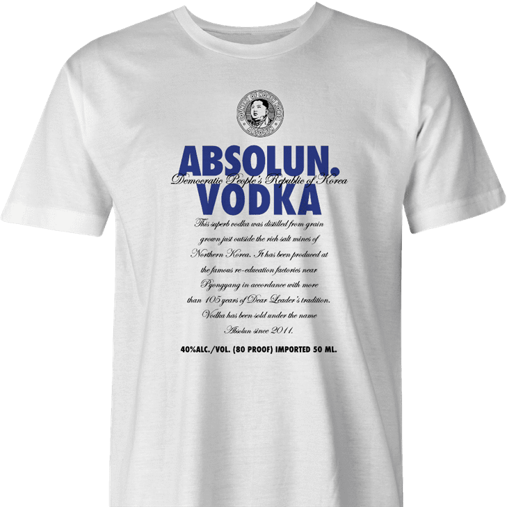 North Korean Absolute Absolun Vodka kim jong un men's white t-shirt